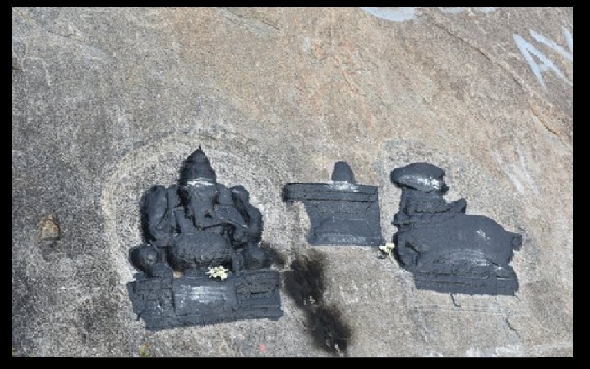 Vinayaka, Linga, at the bottom, Darga on the top